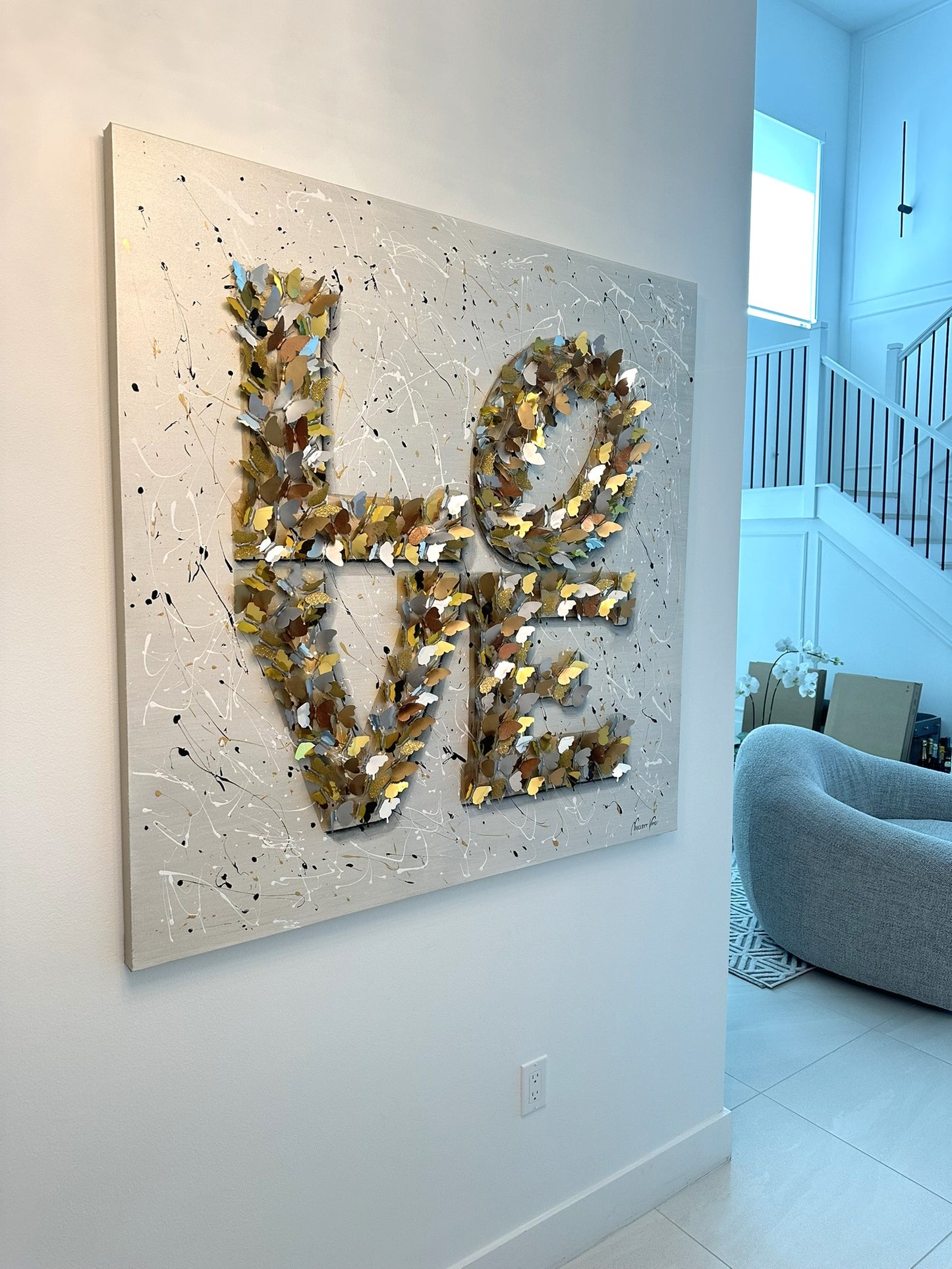 Love gold silver mix 3D butterflies