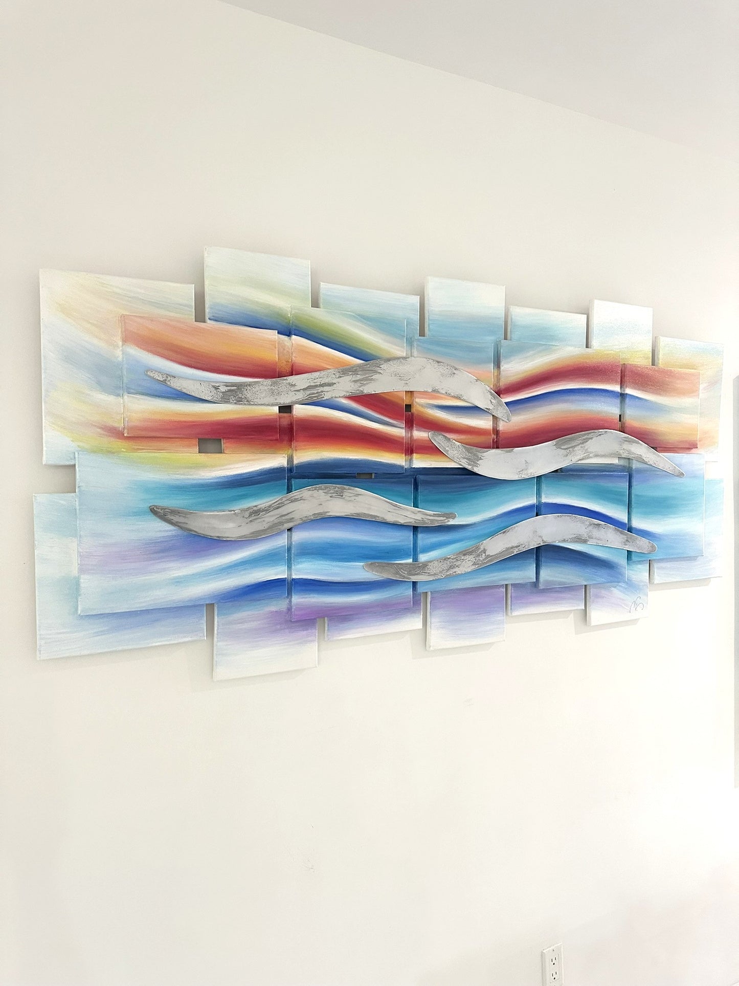 Sunset Waves 3D art collage