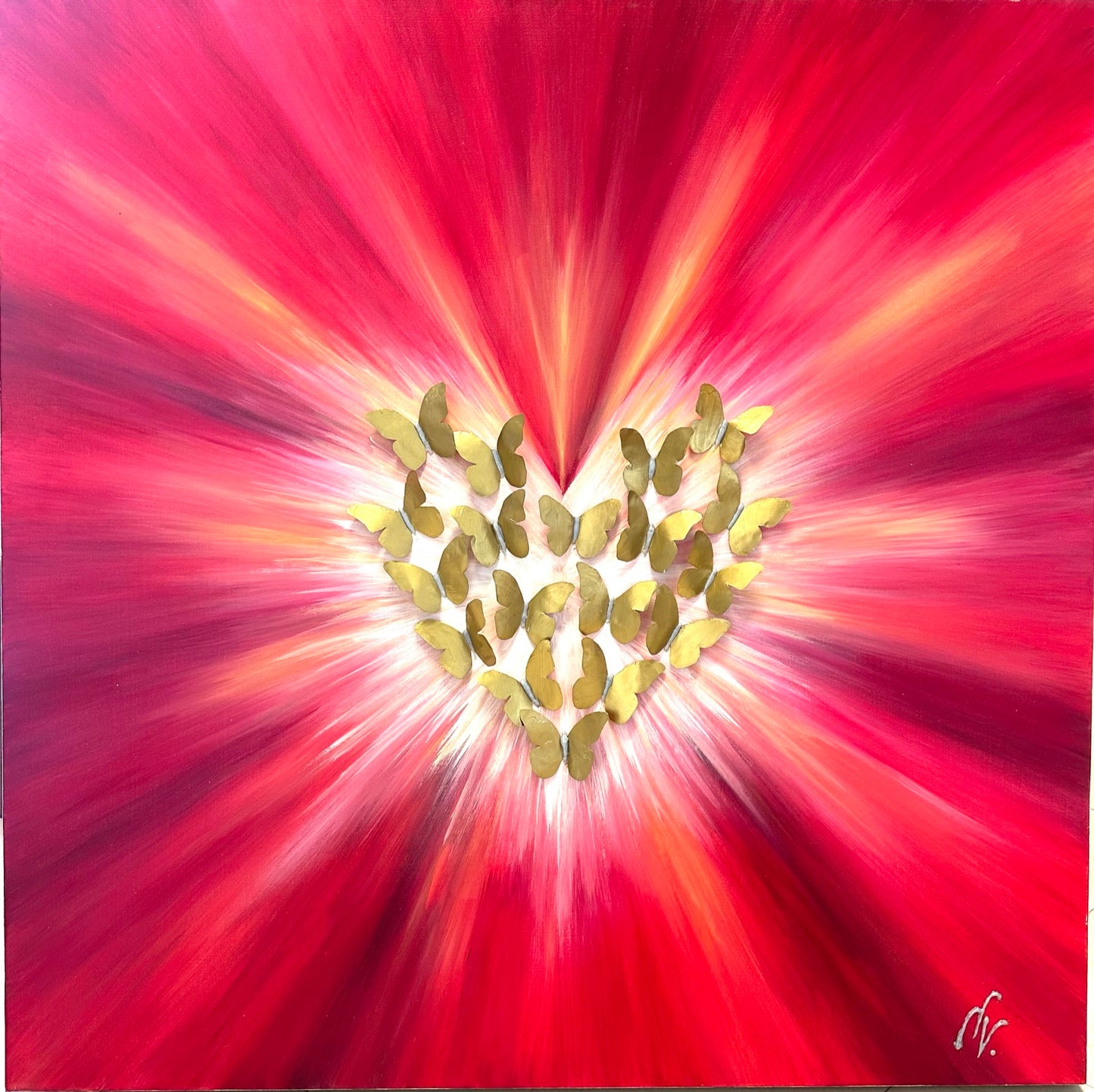 3D Butterfly Glowing Heart Art