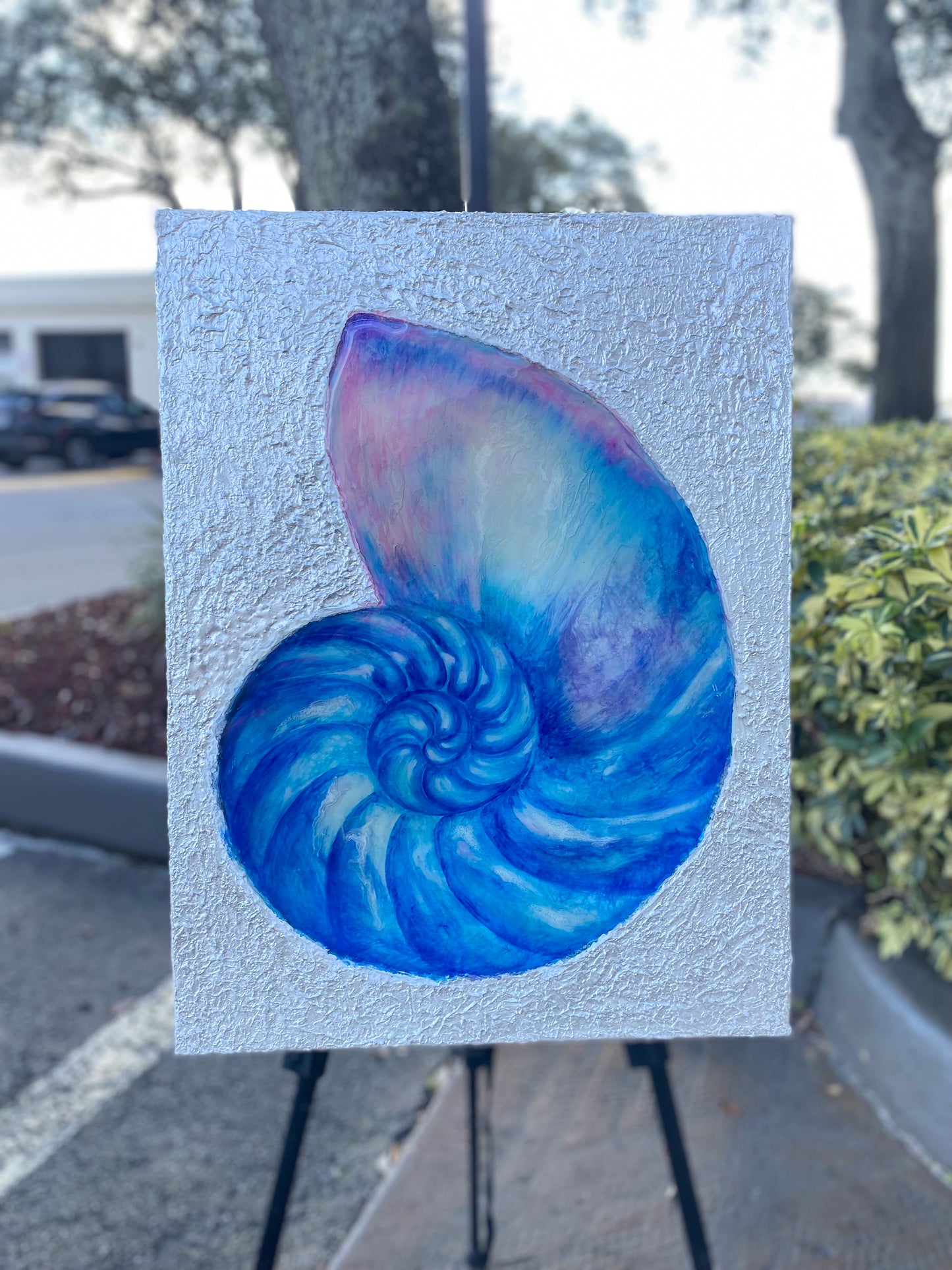 Blue Seashell with Butterflys