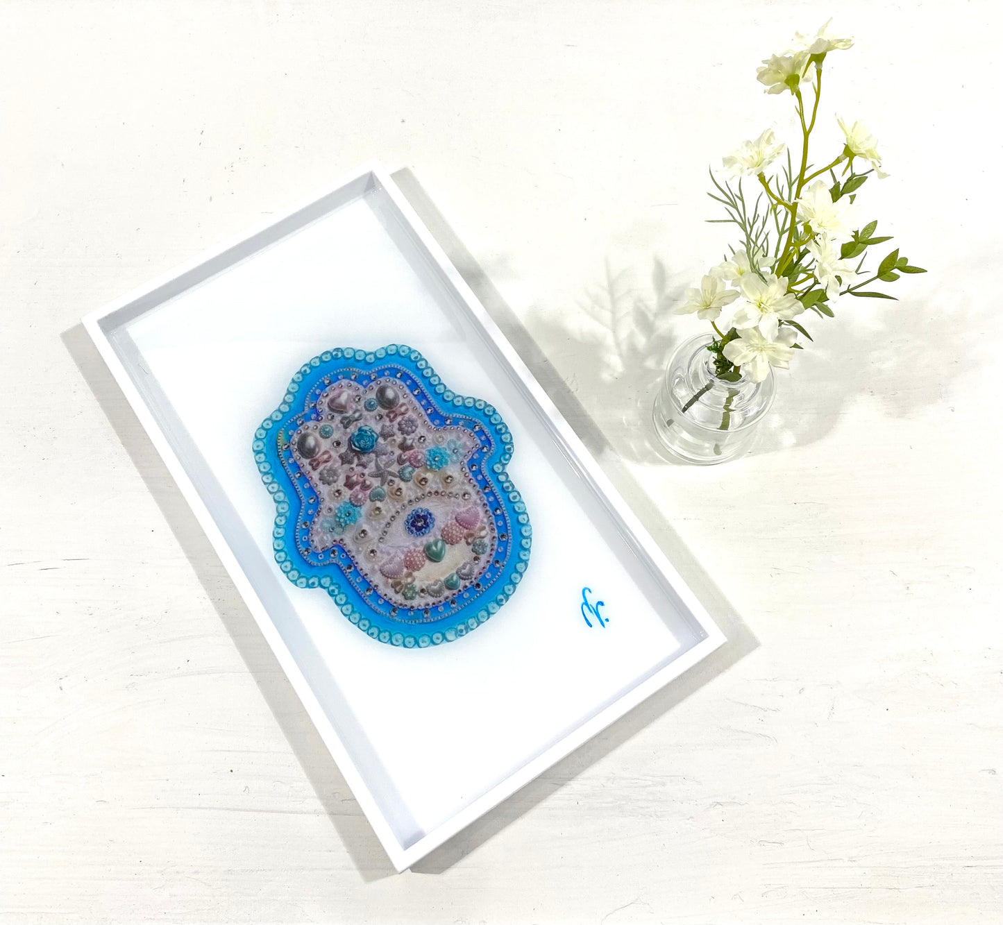 Hamsa Moroccan tray turquoise