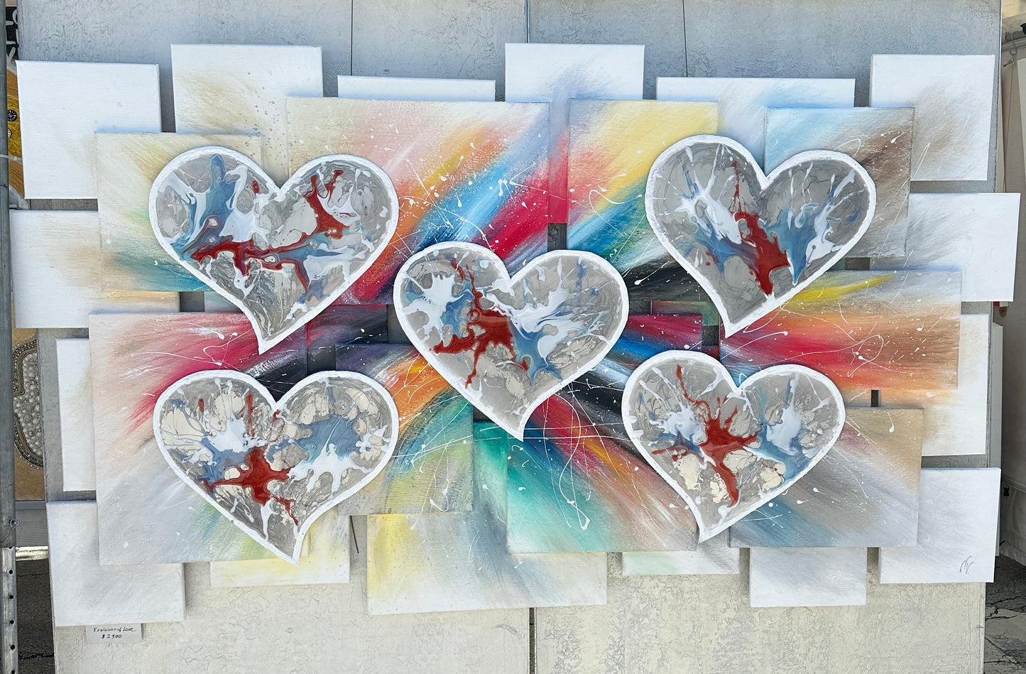 Explosion of love 3D heart collage bright colors