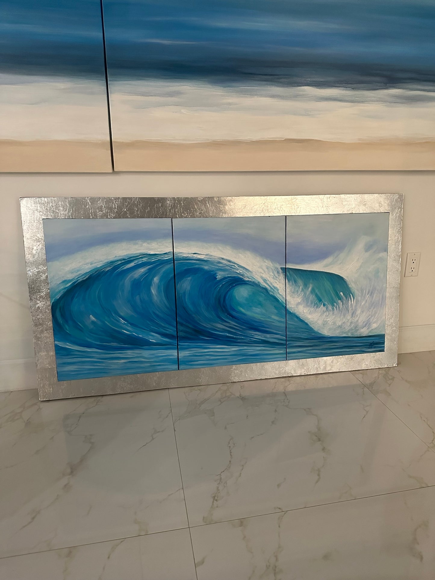 Mix media ocean wave art