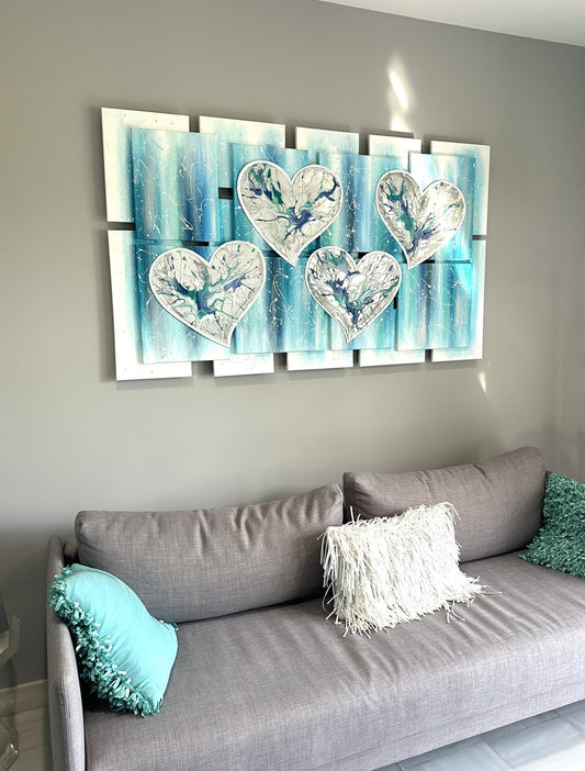 Hearts in Turquoise 3D artwork