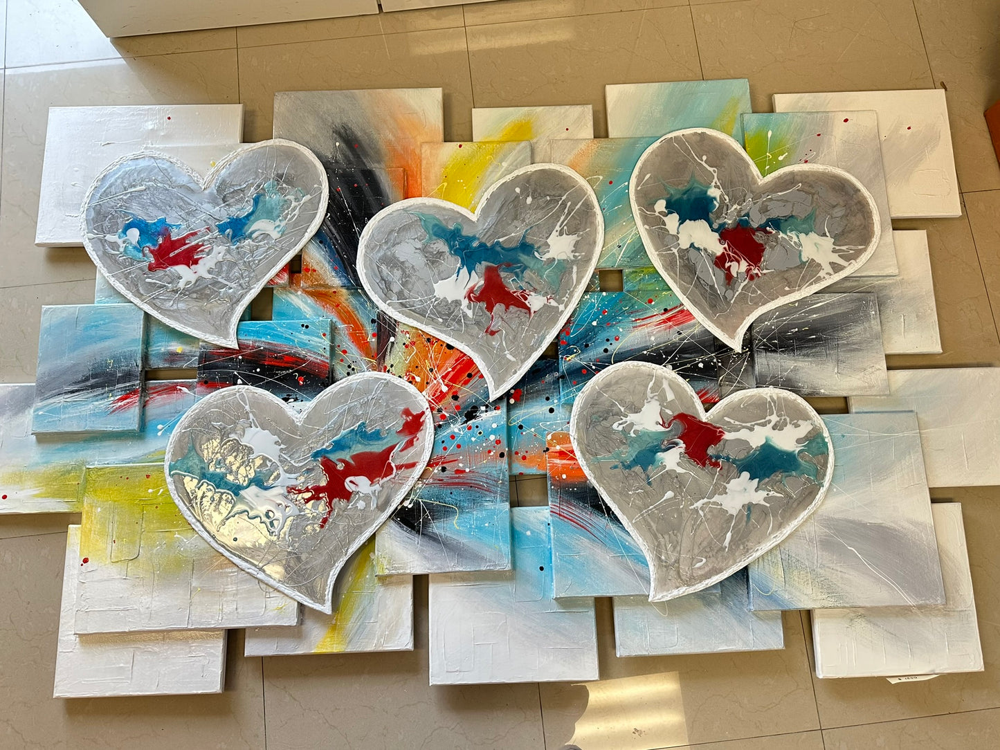 Explosion of Love 3D art collage resin