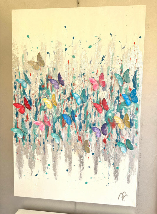 3D Butterfly Art in colors splash