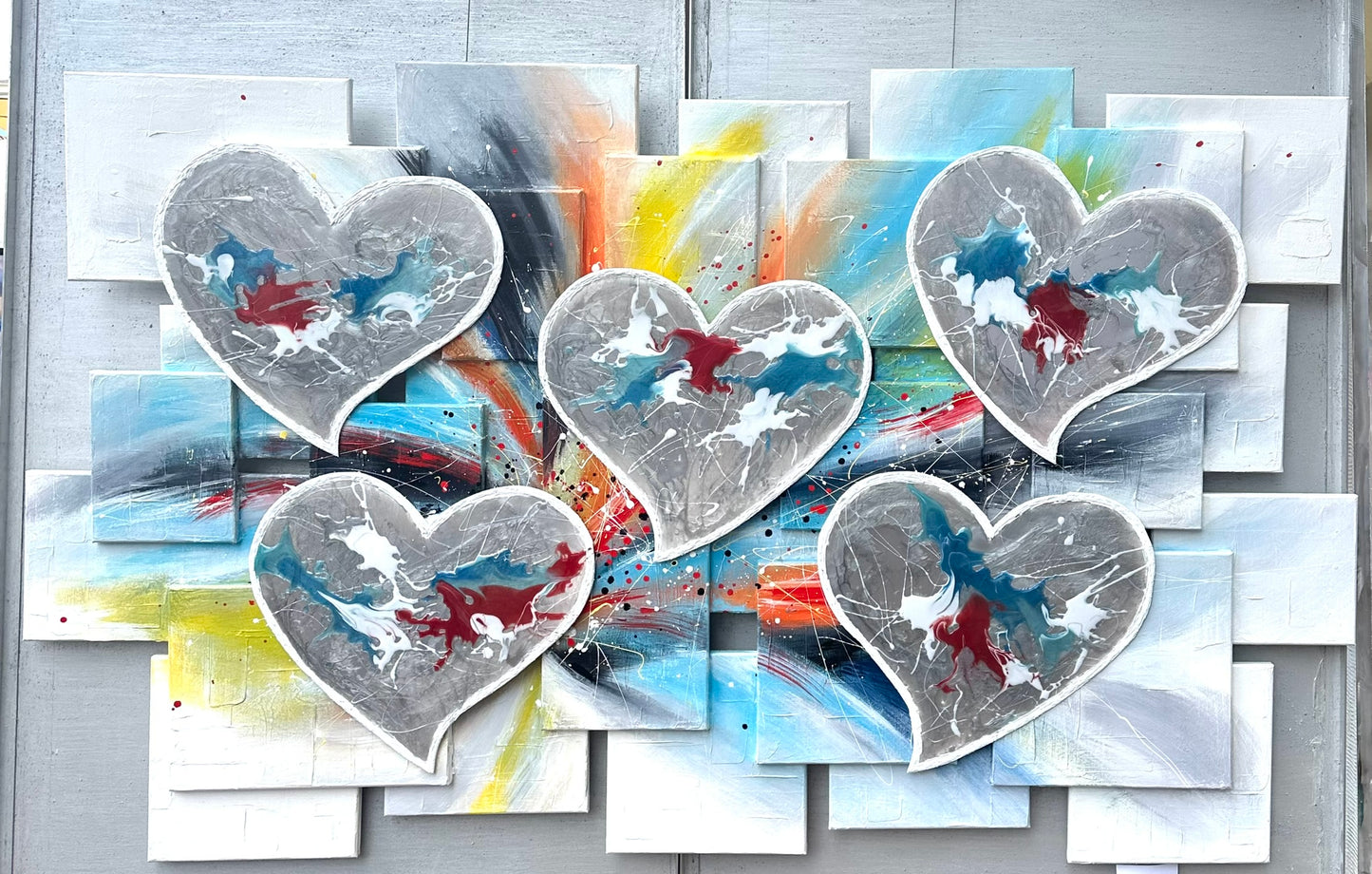 Explosion of Love 3D art collage resin