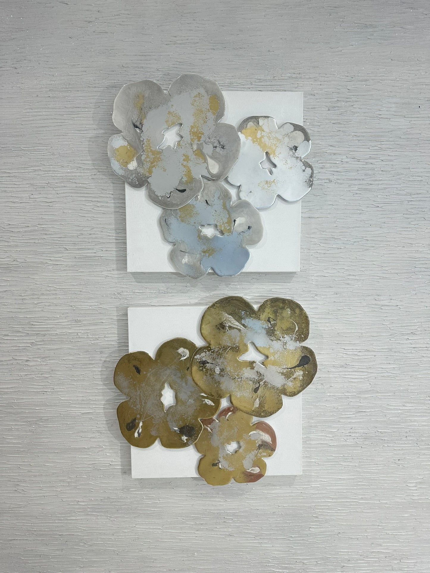 Wild flower collage silver gold