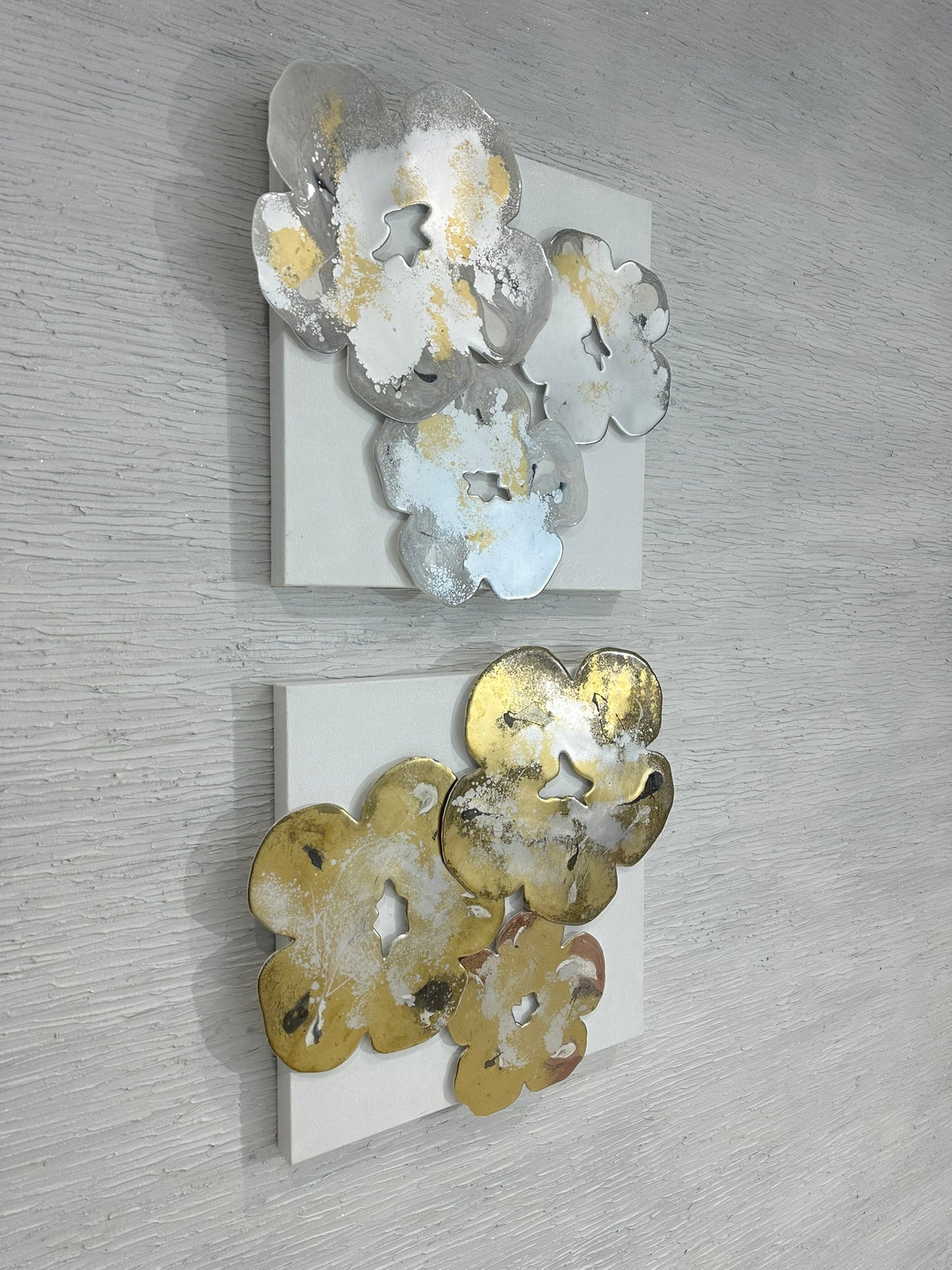 Wild flower collage silver gold