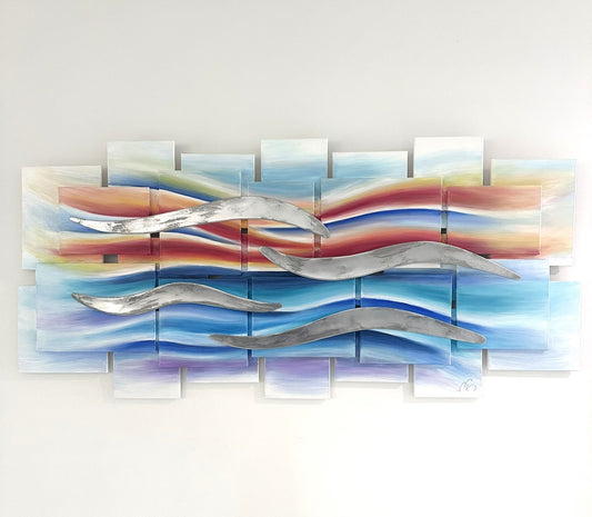 Sunset Waves 3D art collage