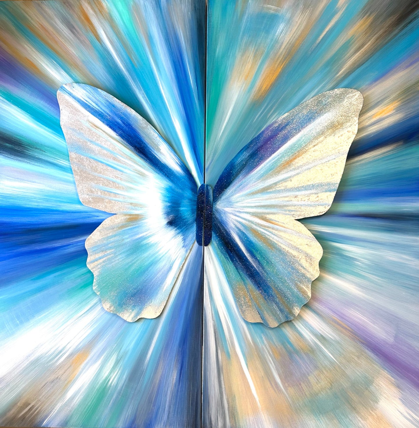 3D Butterfly art illumination Blue