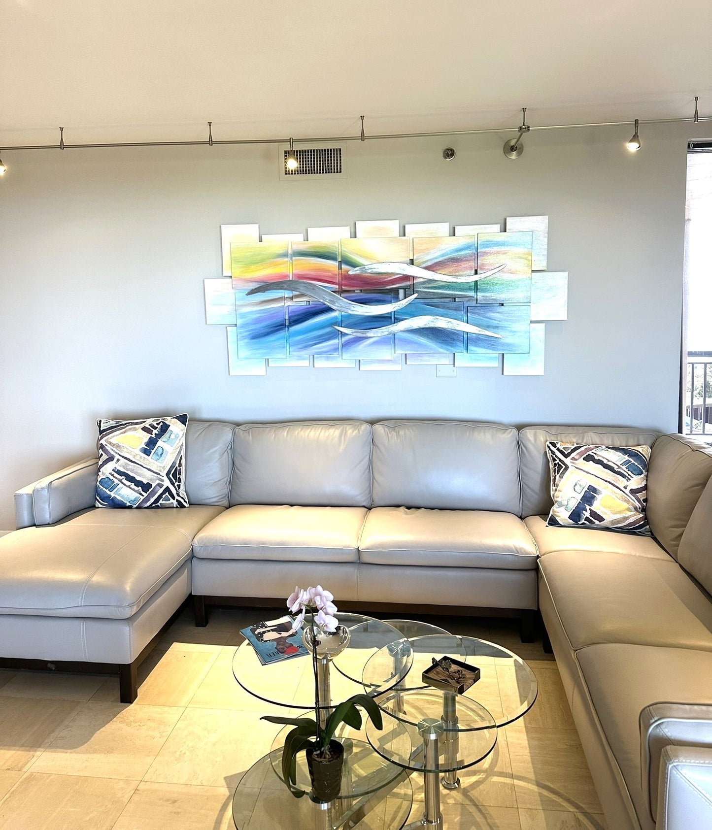 Sunset waves 3D collage