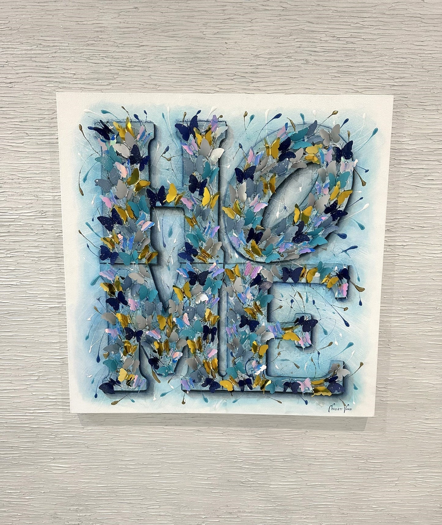 Home blue gold 3D butterflies